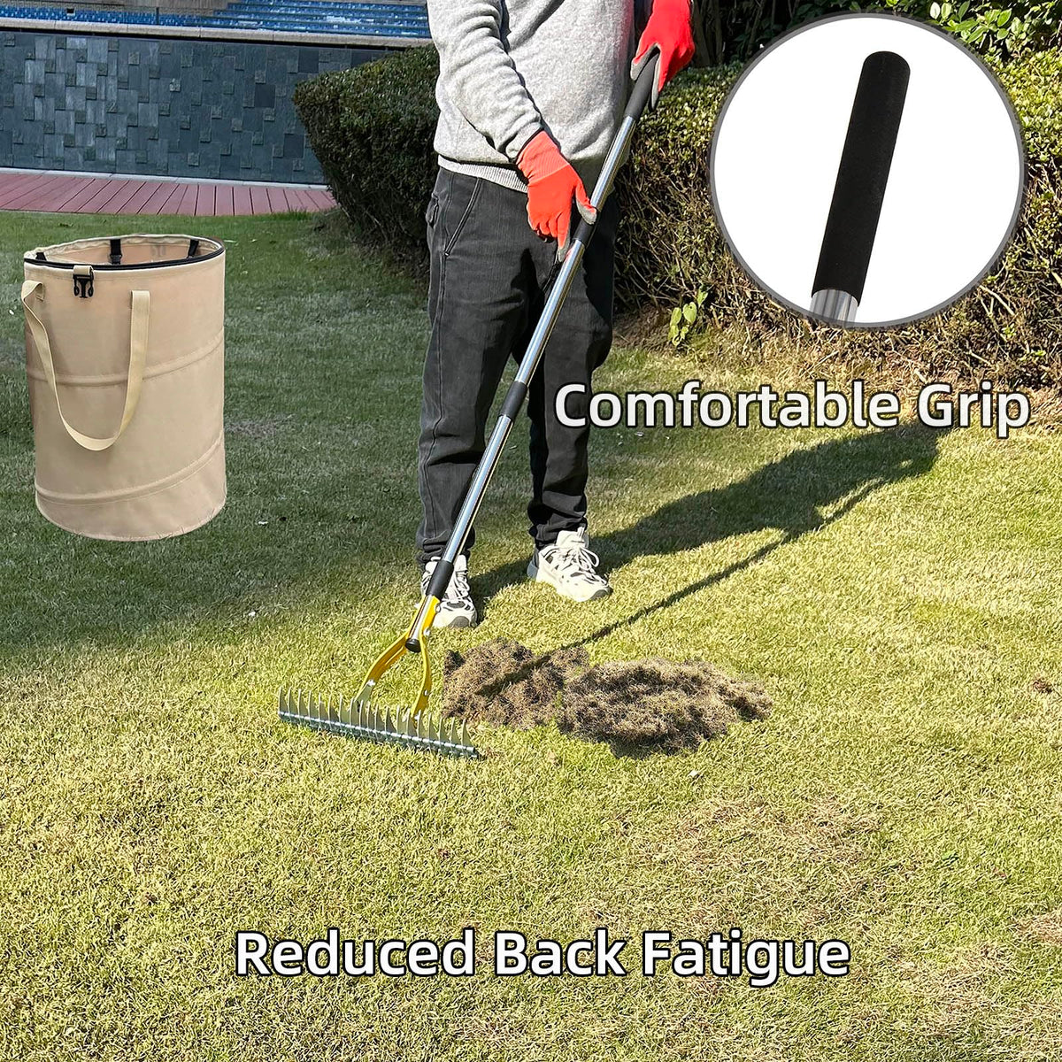 KLDOLLAR Thatch Rake easy assembly and quick setup