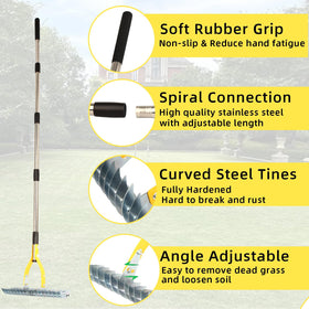 KLDOLLAR Thatch Rake versatile tool for lawn, patio, yard, and garden