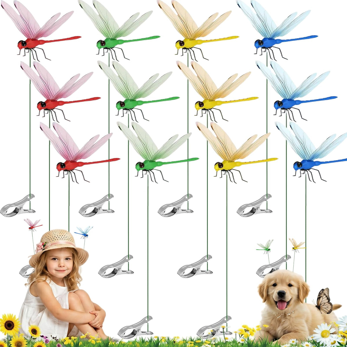 Kleeblatt Dragonfly clip multicolor set in full view for garden decor inspiration.