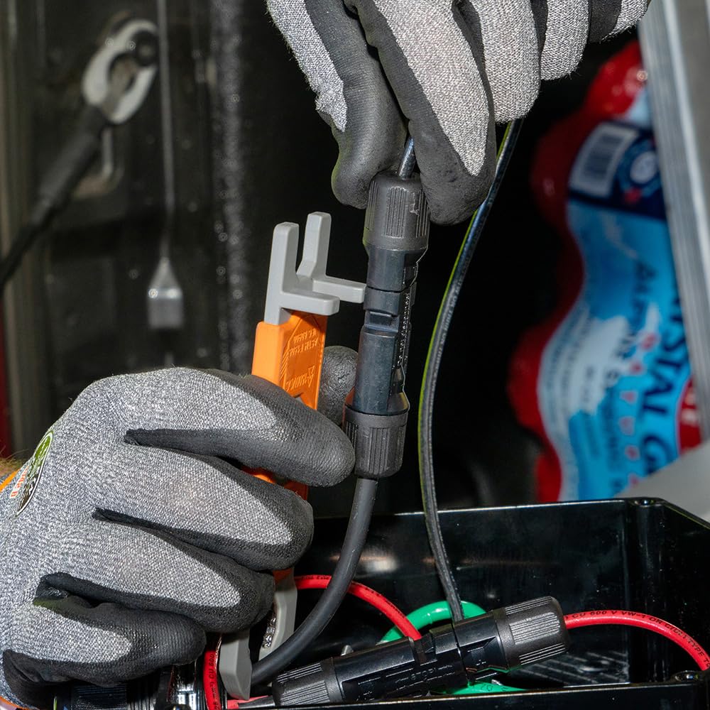 Klein Tools 68426S with dual pins for efficient MC4 disassembly in tight spaces.