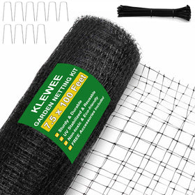 KLEWEE Bird Netting kit includes staples and zip ties for quick setup.
