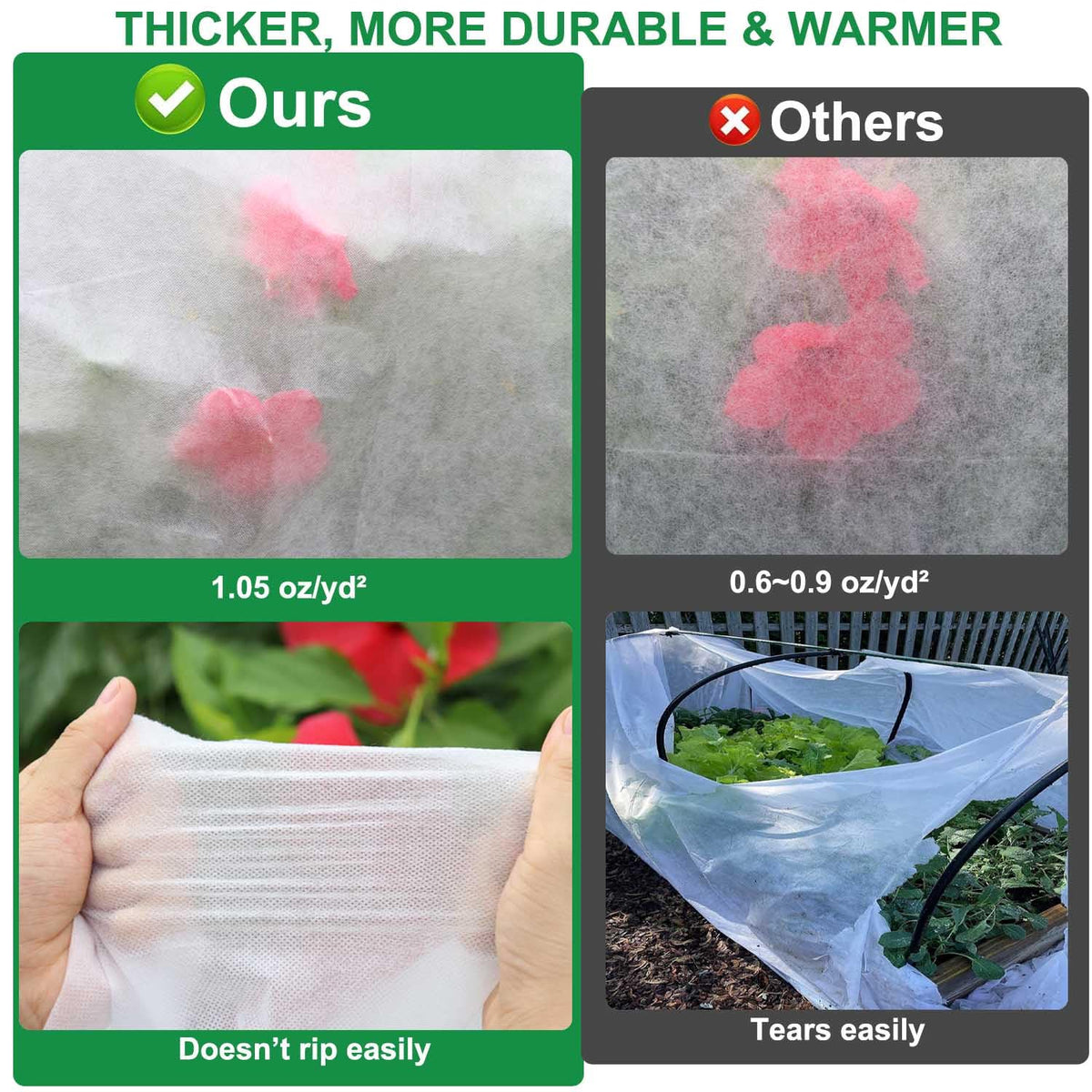 KLEWEE frost blanket laid over plants during frost conditions