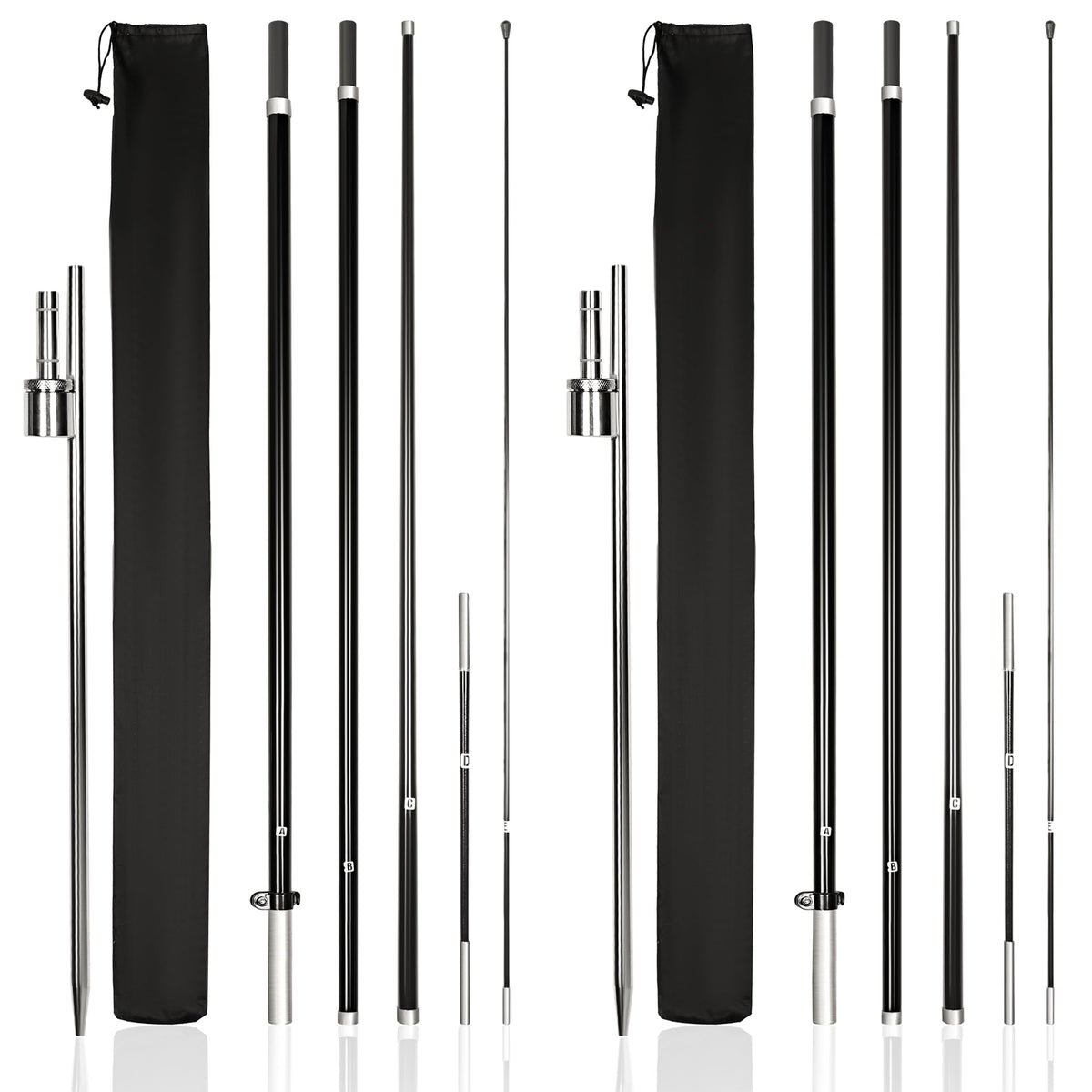 KLEXORE & CO feather flag pole 15ft setup showcasing durable fiberglass construction.