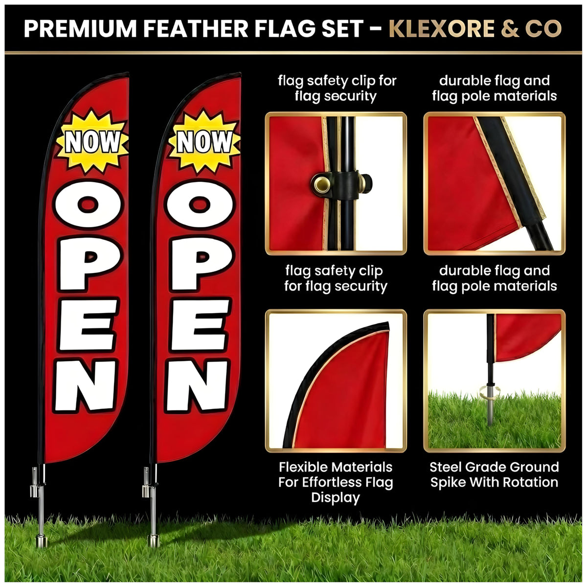 KLEXORE & CO weather-resistant banner fabric withstands sun and wind for outdoor use.
