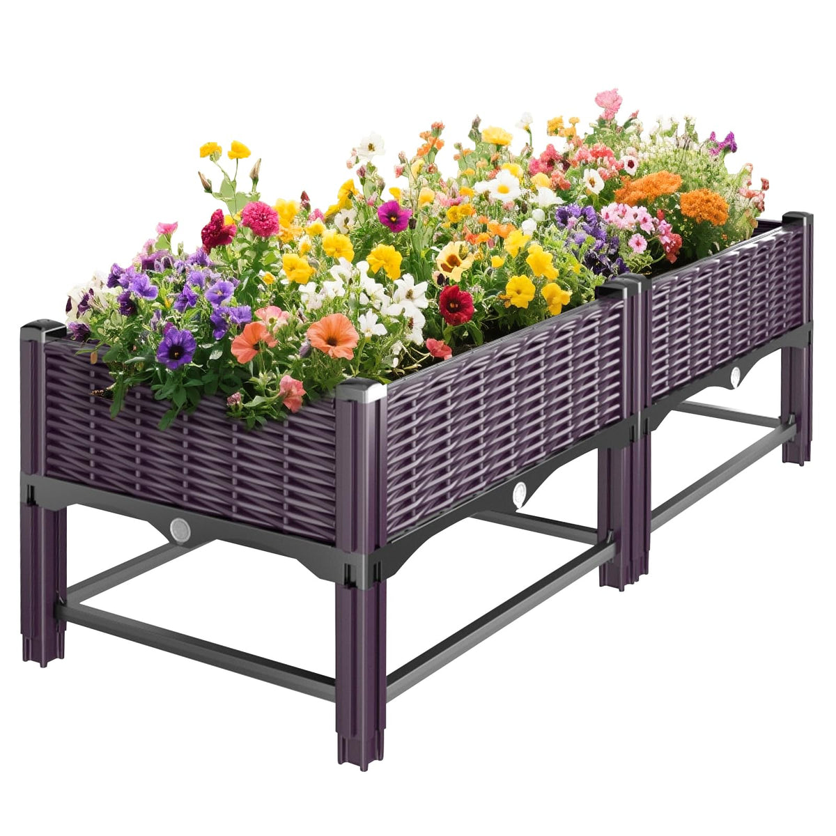 Klippehop raised garden bed with reinforcement rods for stability in outdoor spaces.