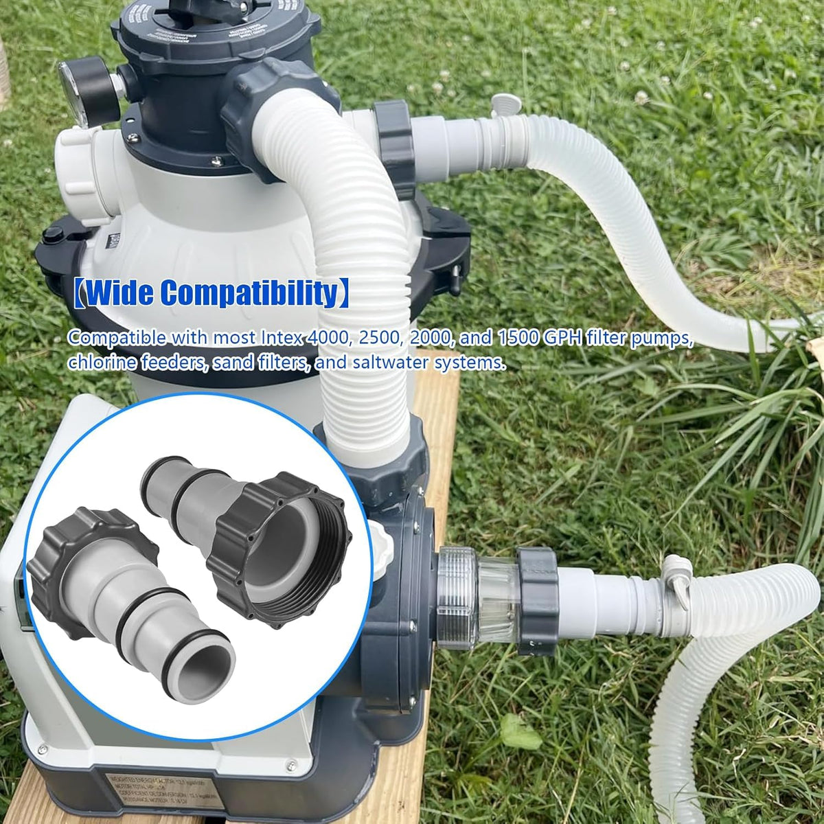 klpdst pool hose adapter keeps pool setup flexible for 1.5 to 1.25 inch hoses.