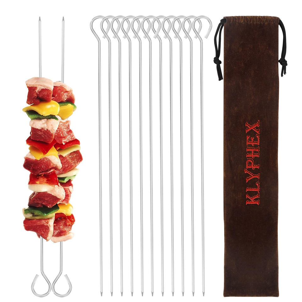 Klyphex 12-inch skewers with square design for even grilling