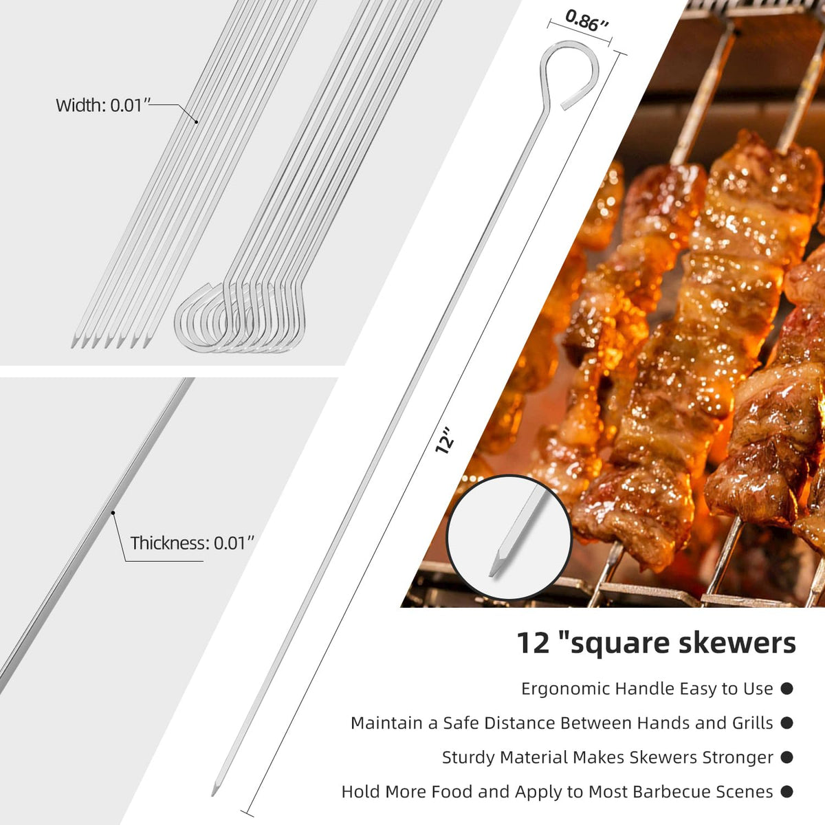 Klyphex sharp-tip kabob skewers piercing ingredients with ease