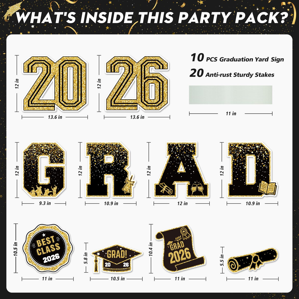 KLYRO 2026 yard sign with bold 2026 and GRAD letters for standout photos.