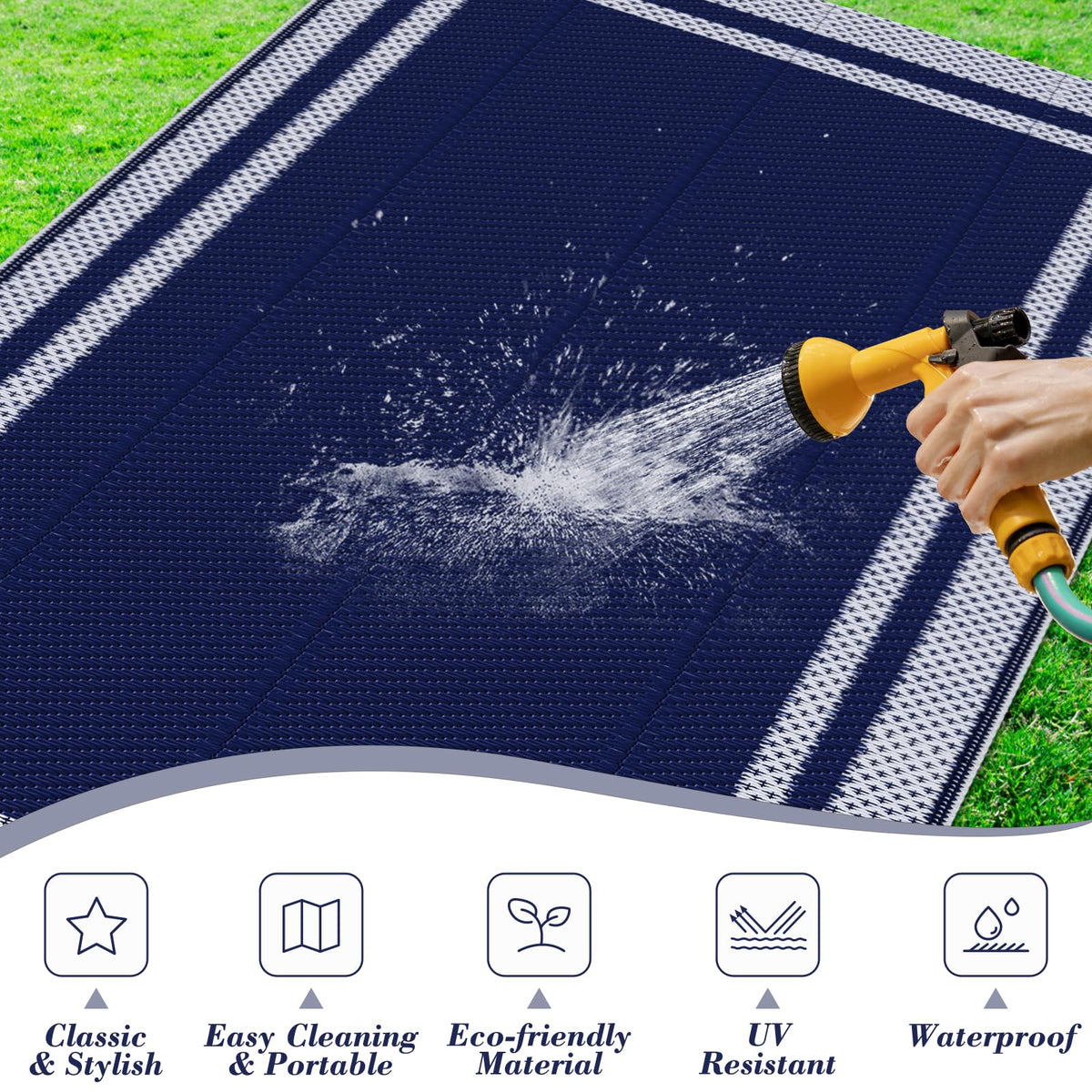KMAT Outdoor Rug folds for easy transport and compact storage.