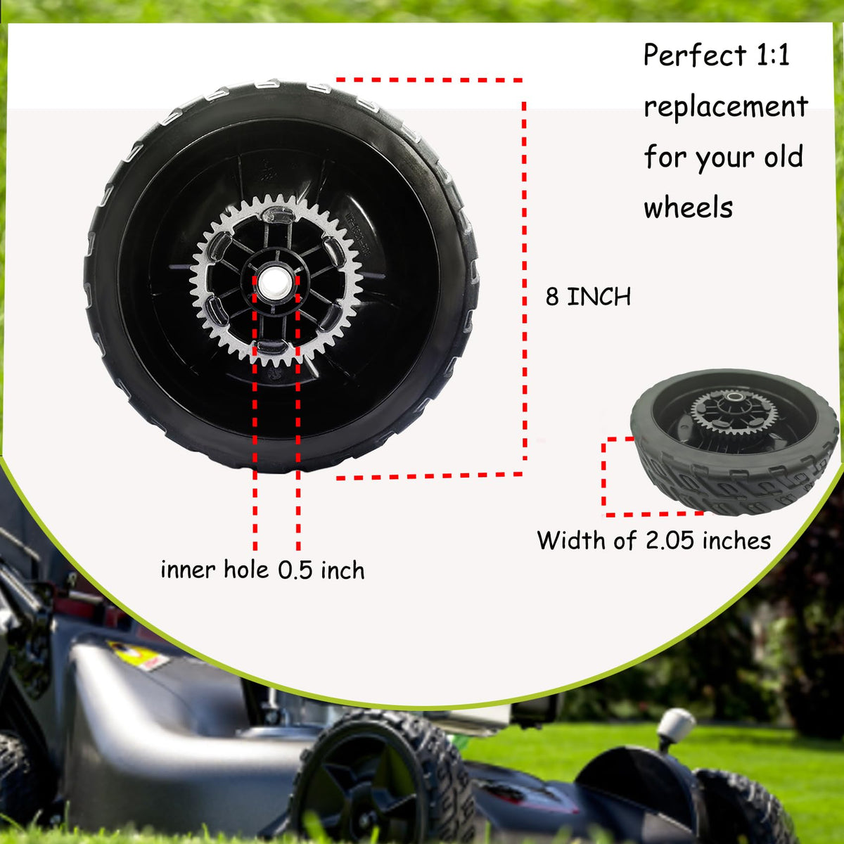 KMHGD lawn mower wheels front 44710-VR8-N00ZA enable smoother starts and improved steering.