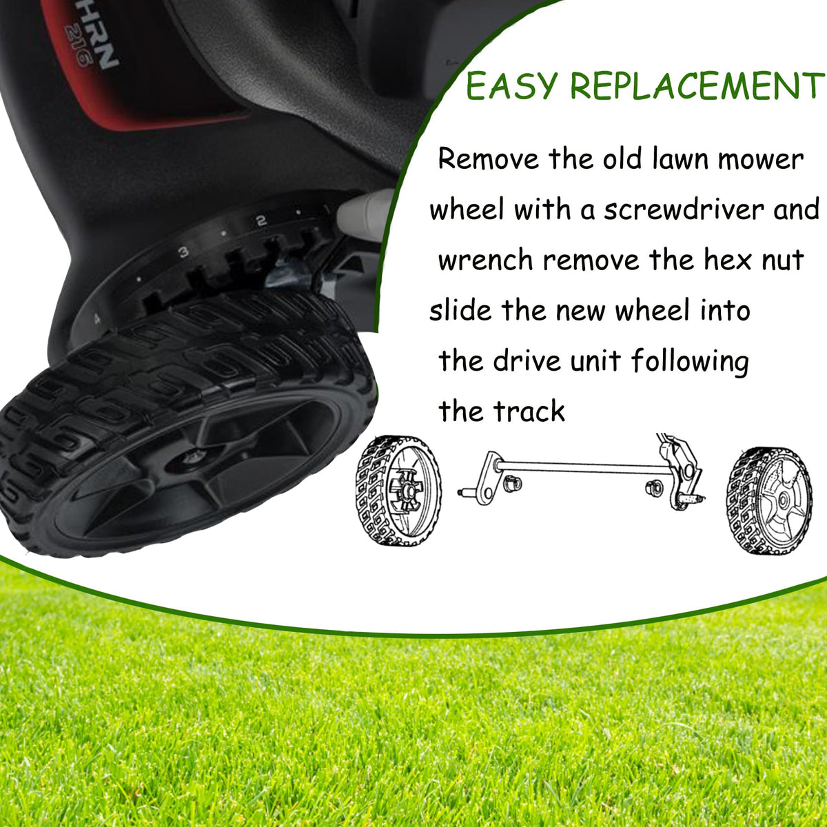 KMHGD lawn mower wheels one-piece casting enhances smooth roll and reliability.
