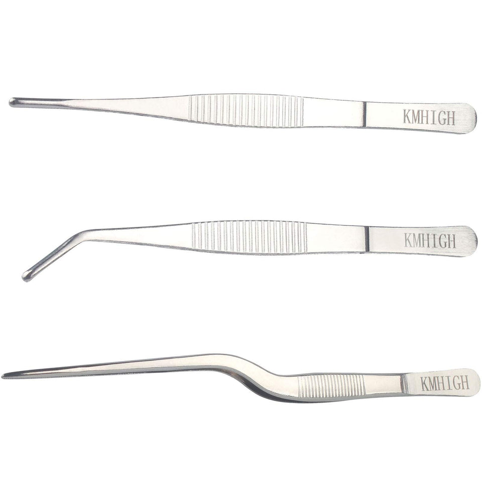 KMHIGH stainless steel tweezers packaging shows portability and easy storage