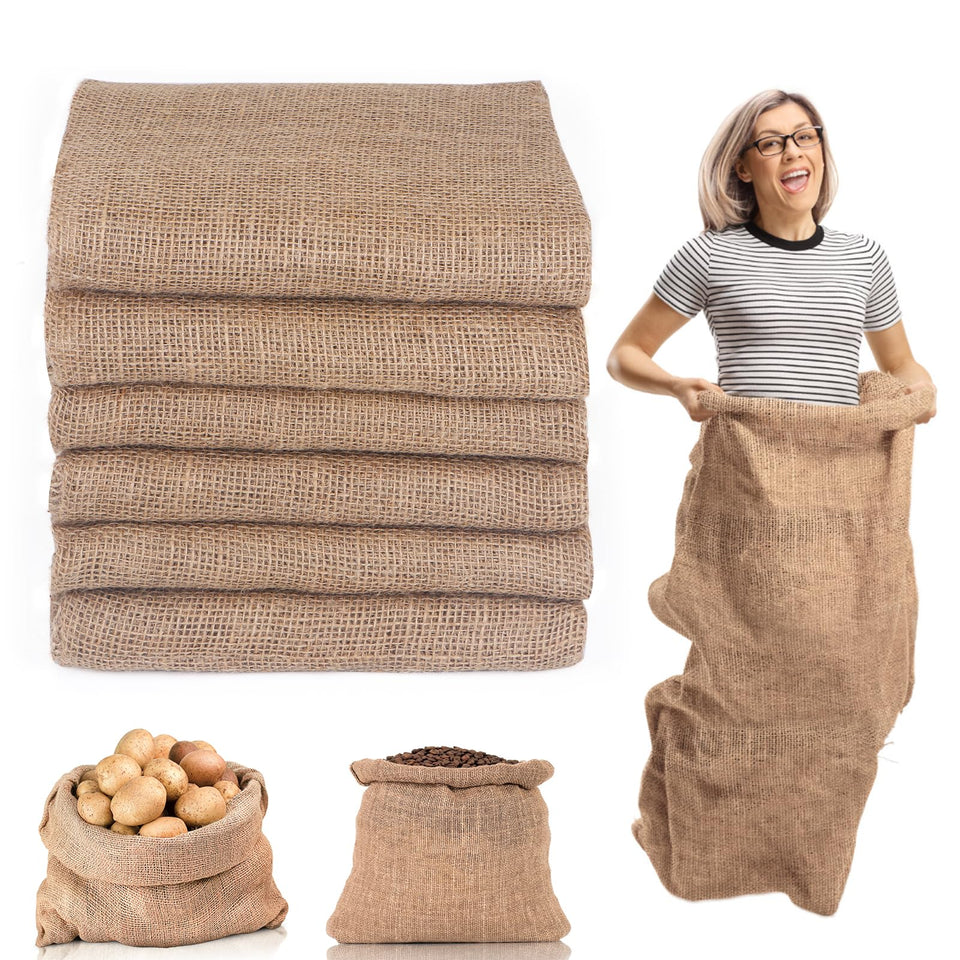 Kmise burlap potato sack race bags shown ready for field day fun with durable seams