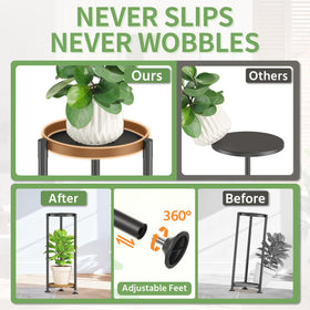 KMOTASUO adjustable feet stabilize the stand on uneven floors.