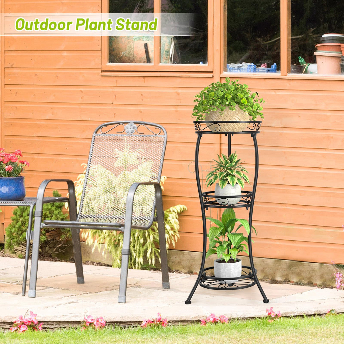 KMOTASUO iron stand with weatherproof coating resists rain and sun
