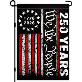 KNAPAL 250-years america garden flag 12x18, front view, vibrant We the People design for outdoor display
