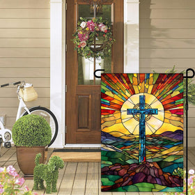 KNAPAL Jesus Cross Garden Flag features vibrant colors that endure sun exposure.