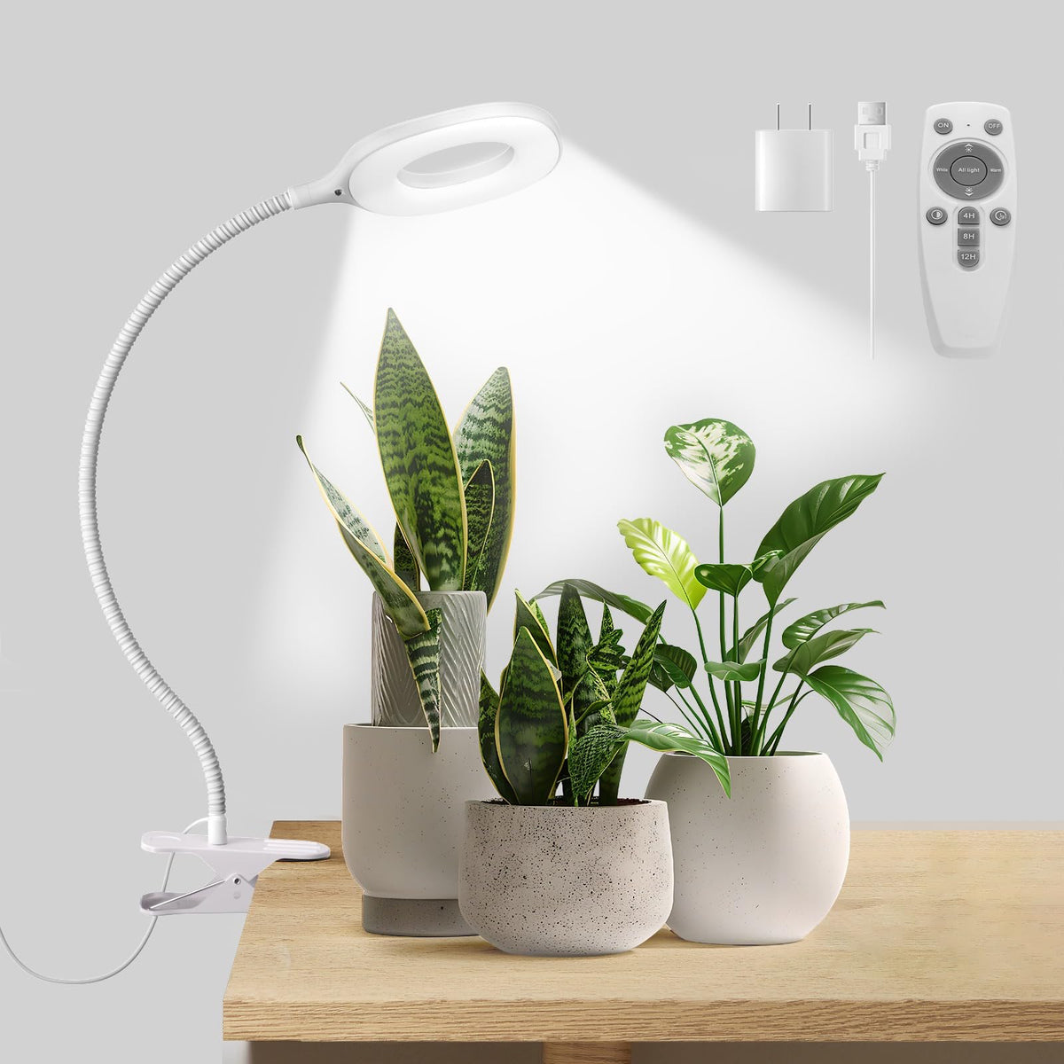KNHUOS grow light clip-on full spectrum for small plants