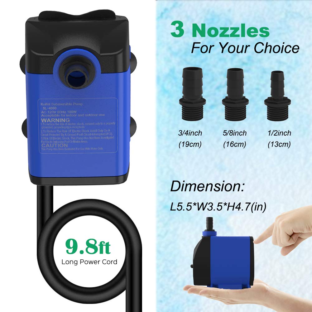 Knifel 1056GPH pump for hydroponics delivers steady circulation