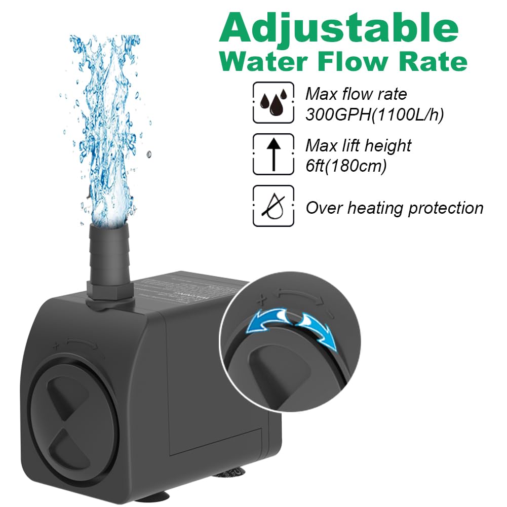 Knifel submersible pump close-up on flow knob showing adjustable water rate.