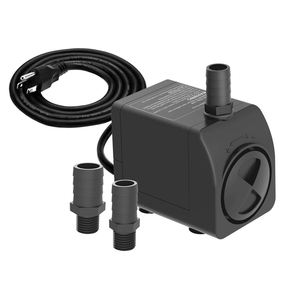 Knifel submersible pump with quiet design for near-silent fountain operation.