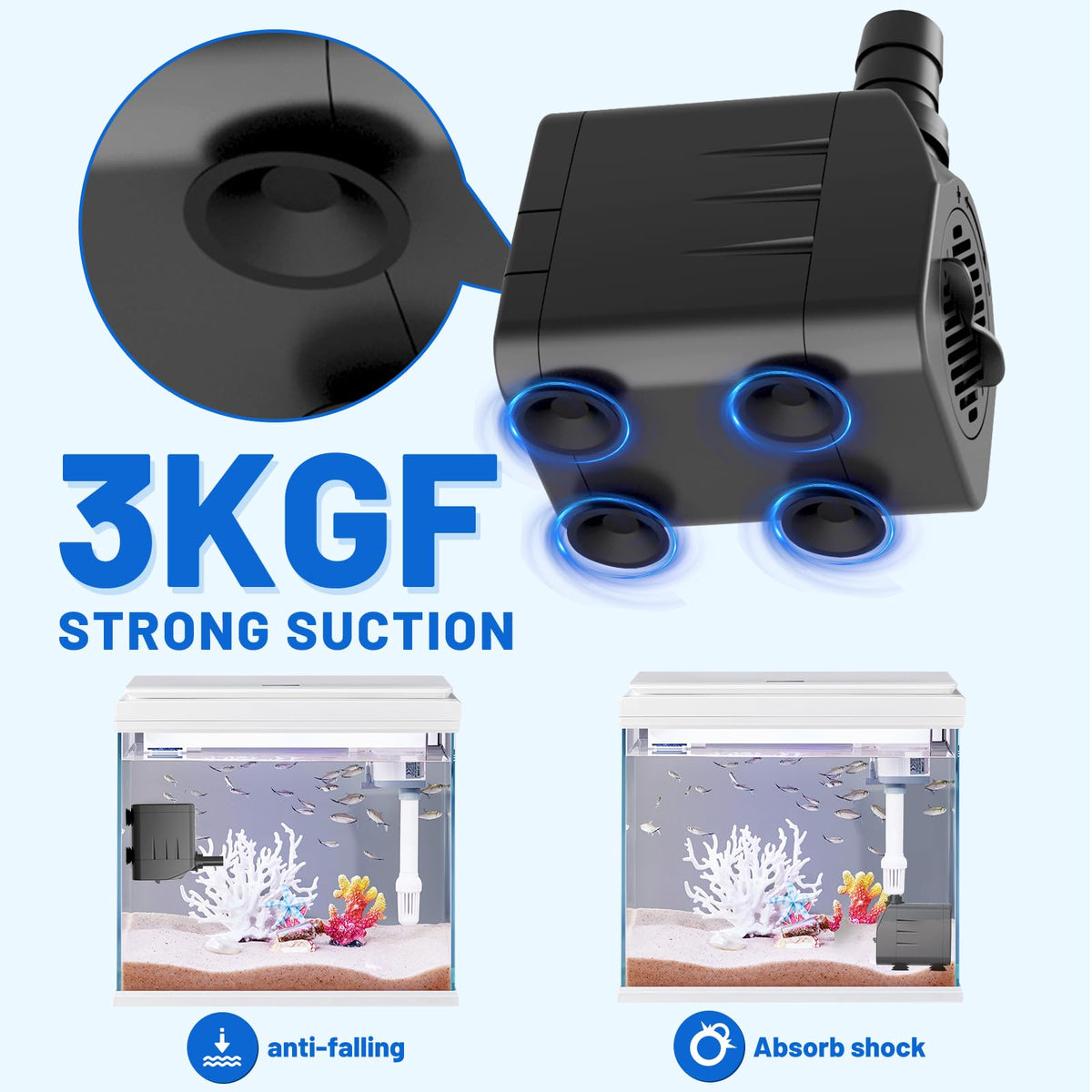 Knifel submersible water pump demonstrates wide application for ponds, aquariums, fountains.