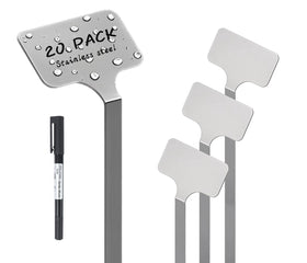 KNLLFolan stainless steel plant labels, 20-pack, durable garden labeling.