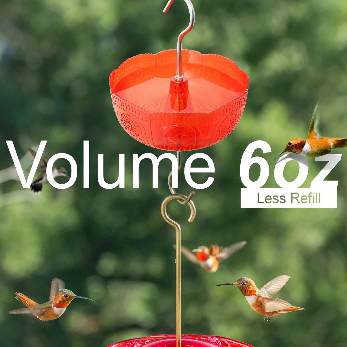 Knowone ant moat hummingbird feeder 6 oz reservoir lets you monitor nectar levels.