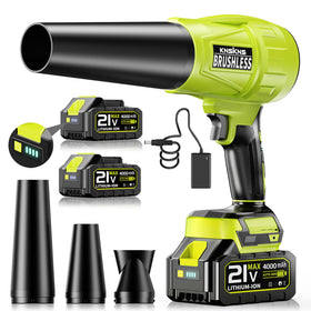 KNSKNS electric leaf blower front view with ergonomic grip for efficient yard cleanup.