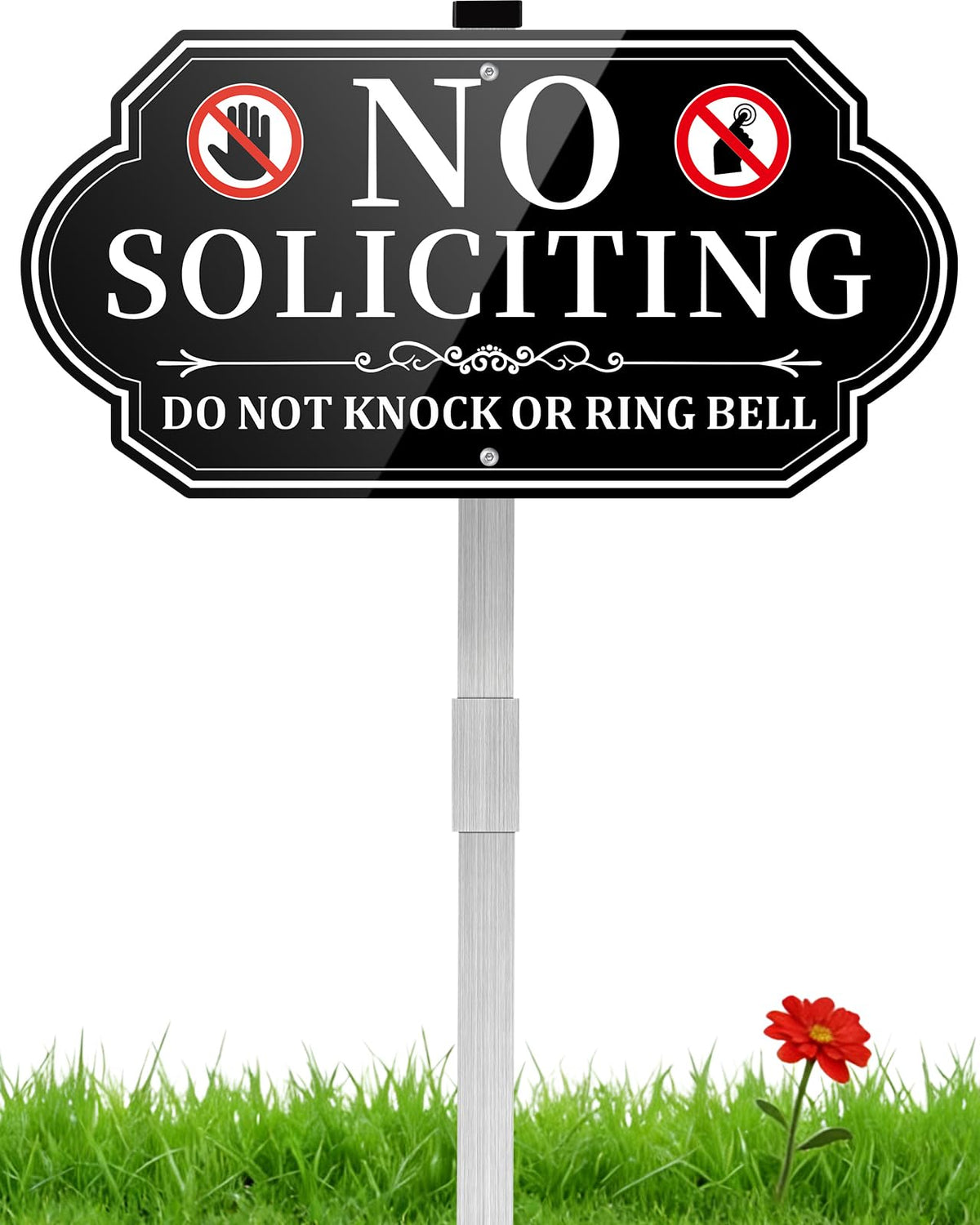 Koalaat no-soliciting sign front view with a 14x7 inch size for clear curb visibility.