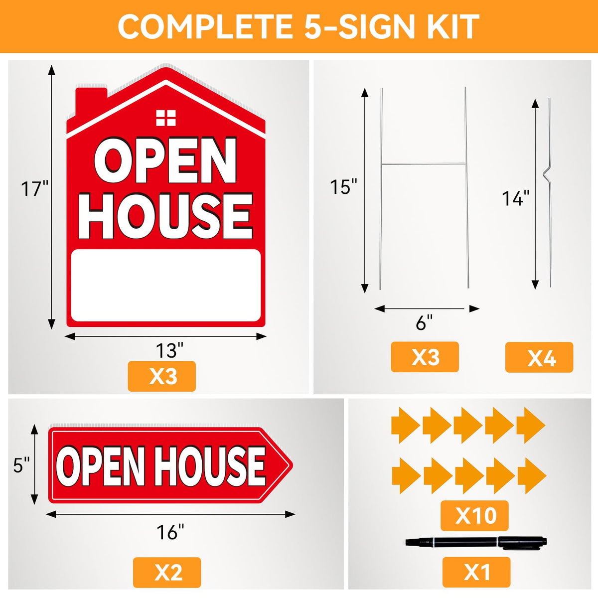 Koalaat open house sign 17x13 back view showing dual-sided design.