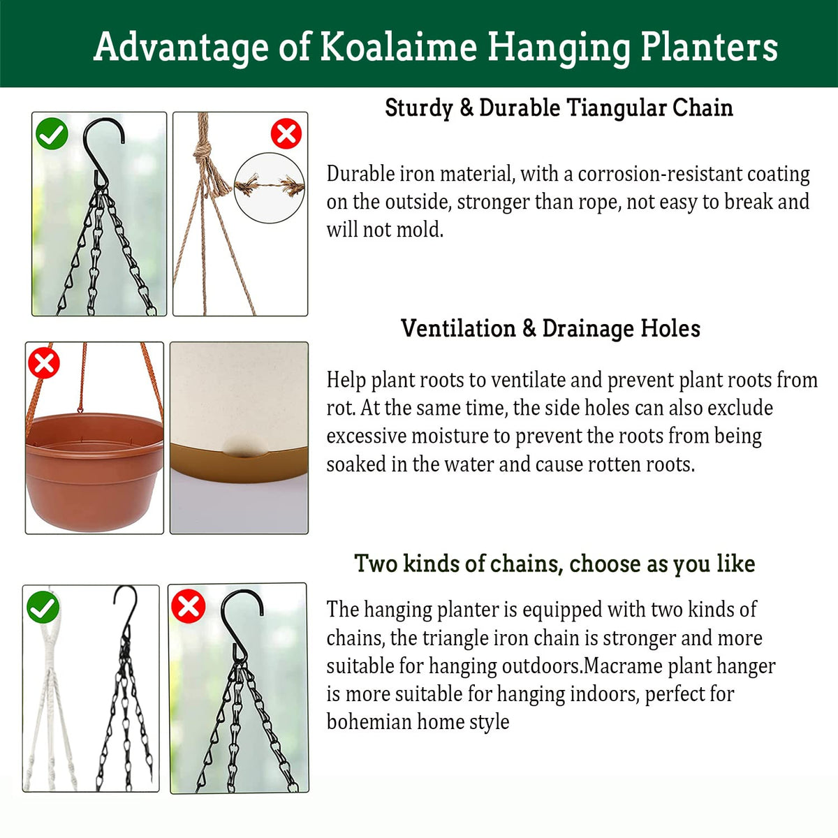 Koalaime 2-pack 10-inch baskets suit flowers, herbs, or succulents