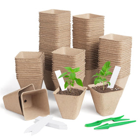 KOAMLY square peat pots for seed starting and easy transplanting.