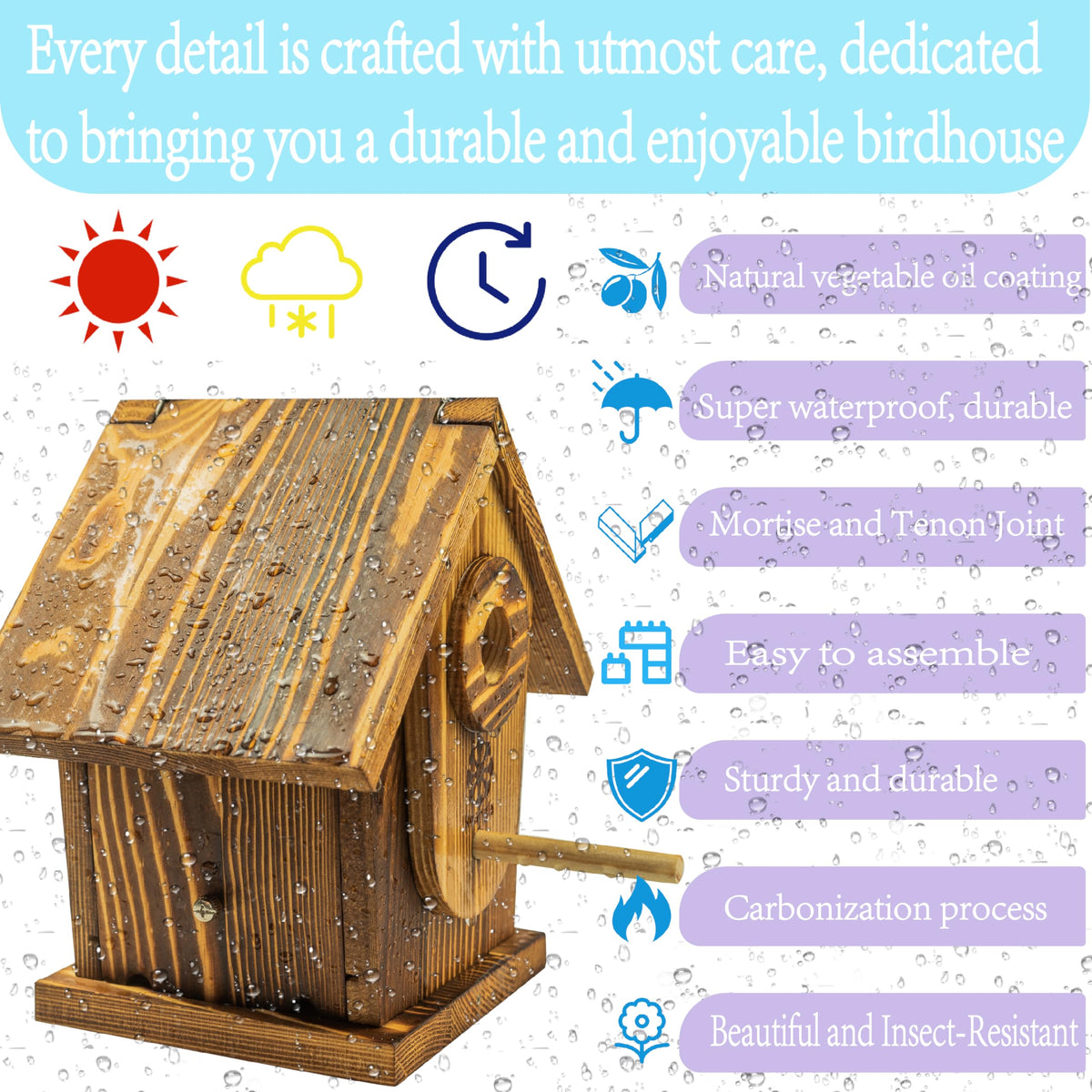 Koangle birdhouse hanging hooks and rope enable easy, secure installation