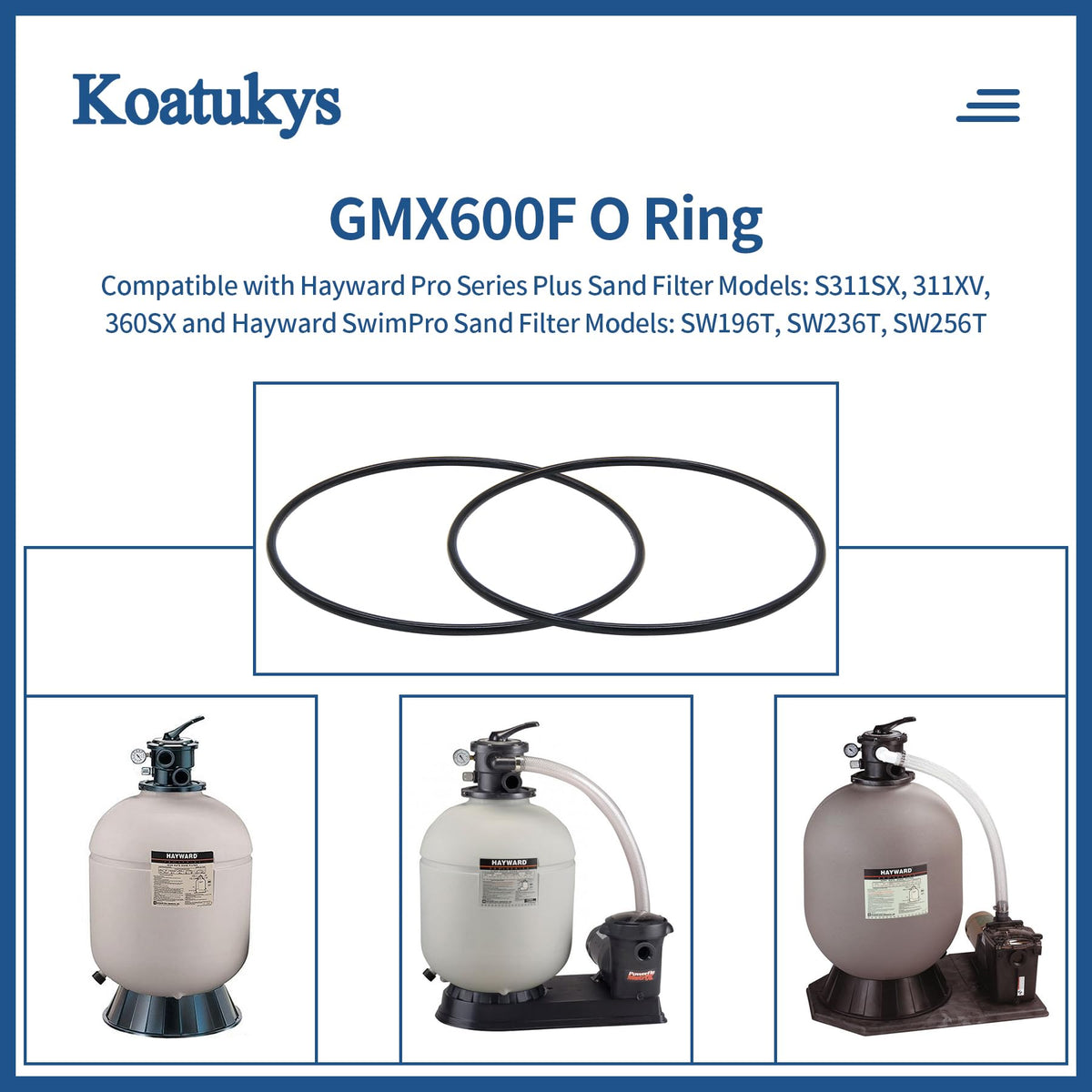 Koatukys GMX600F O-ring replacement fitting Hayward S140T