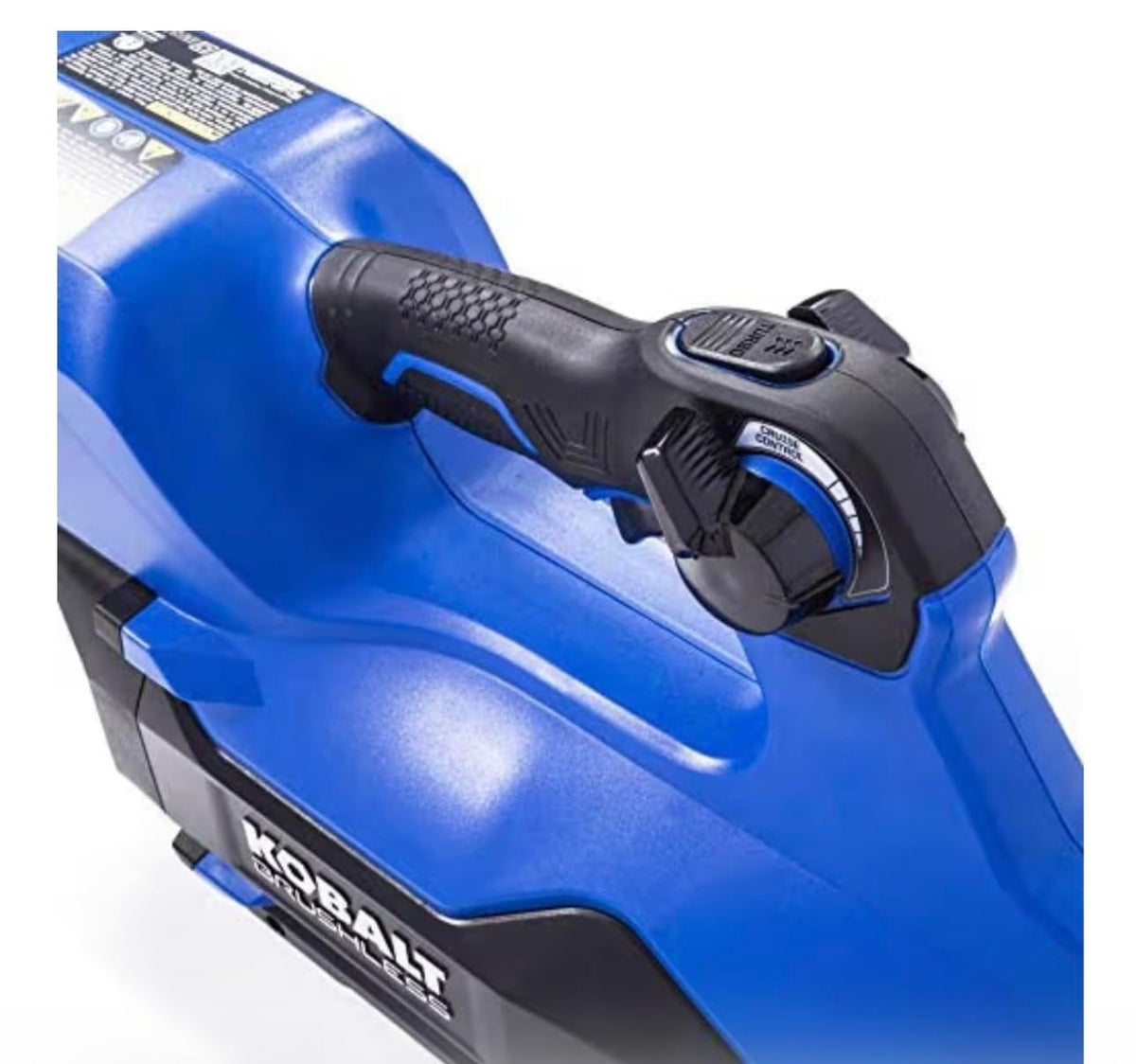 Kobalts 80V blower side view for yard cleanup and debris removal