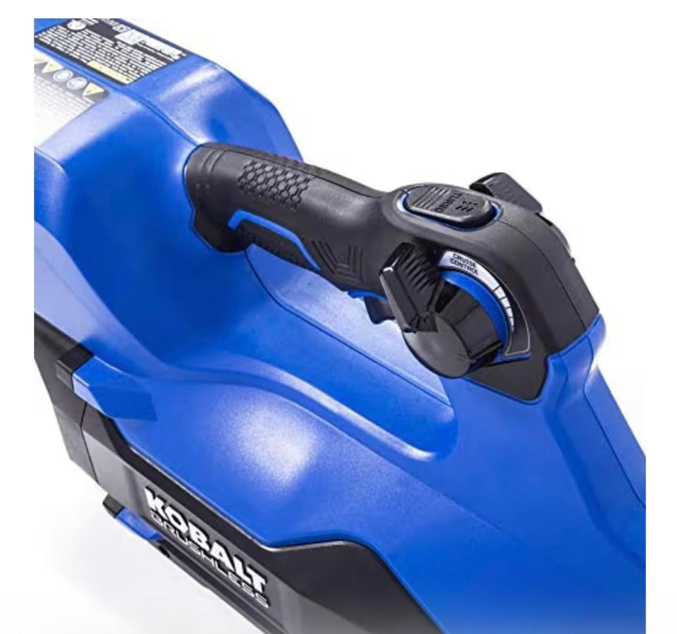 Kobalts 80V blower side view for yard cleanup and debris removal