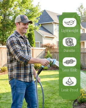 KOBAZ lightweight water hose reduces effort during yard chores.
