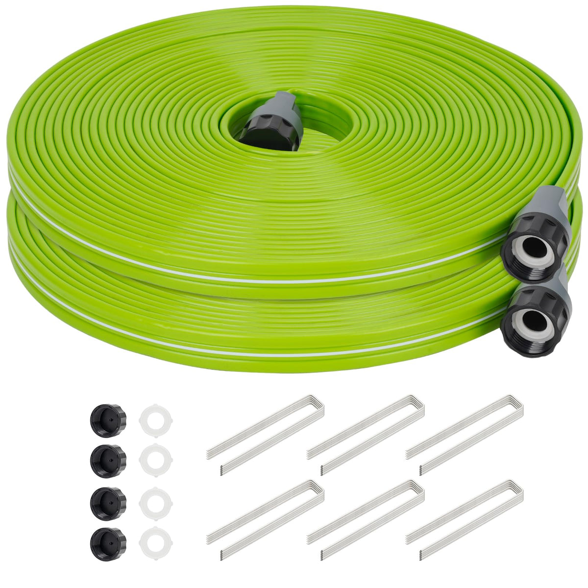KOBAZ Sprinkler Hose 50ft two-pack in lawn setup for efficient irrigation