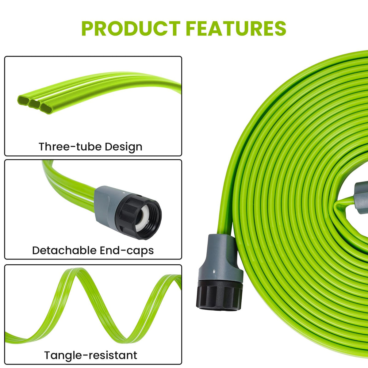KOBAZ Sprinkler Hose with small holes misting a garden bed