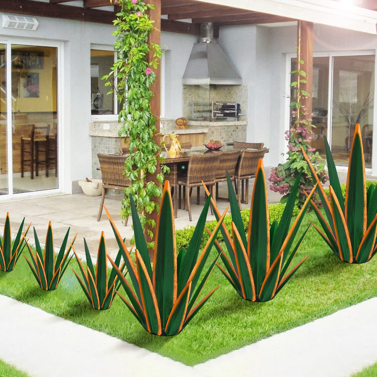 KODIBO hand-painted agave figure creates a focal point on porches or entryways