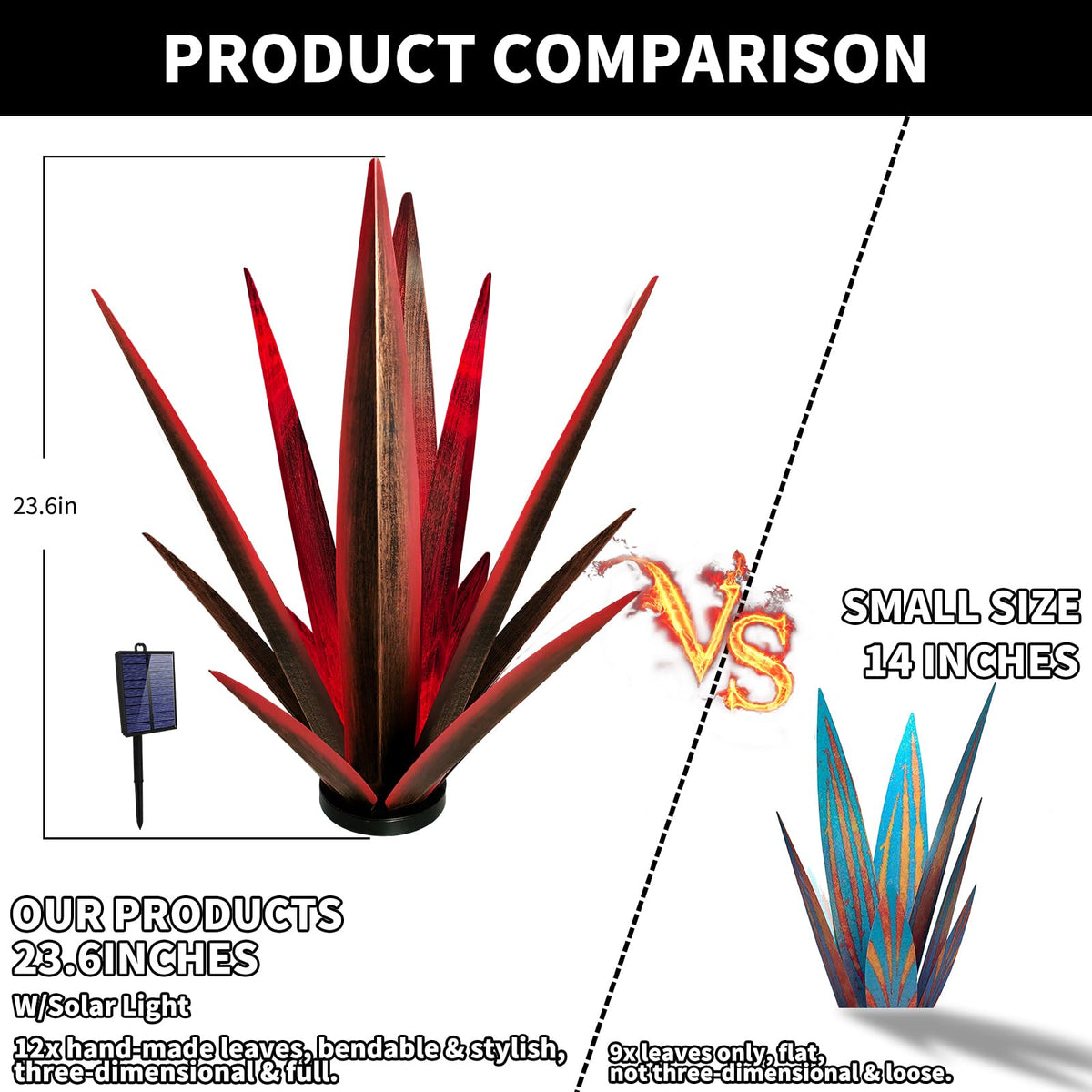 KODIBO hand-painted blue tequila plant sculpture brightens patios with durable metal craft.