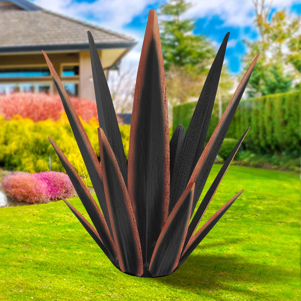 KODIBO large tequila rustic agave sculpture in black, durable outdoor decor.