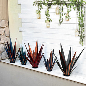 KODIBO blue tequila sculpture decor for lawn or entryway with solar glow.