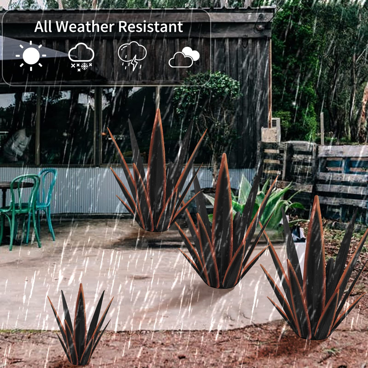 KODIBO rustic agave plants outdoor yard stakes for year-round curb appeal.