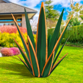 KODIBO tequila rustic sculpture with hand-painted agave detail for outdoor patio decor