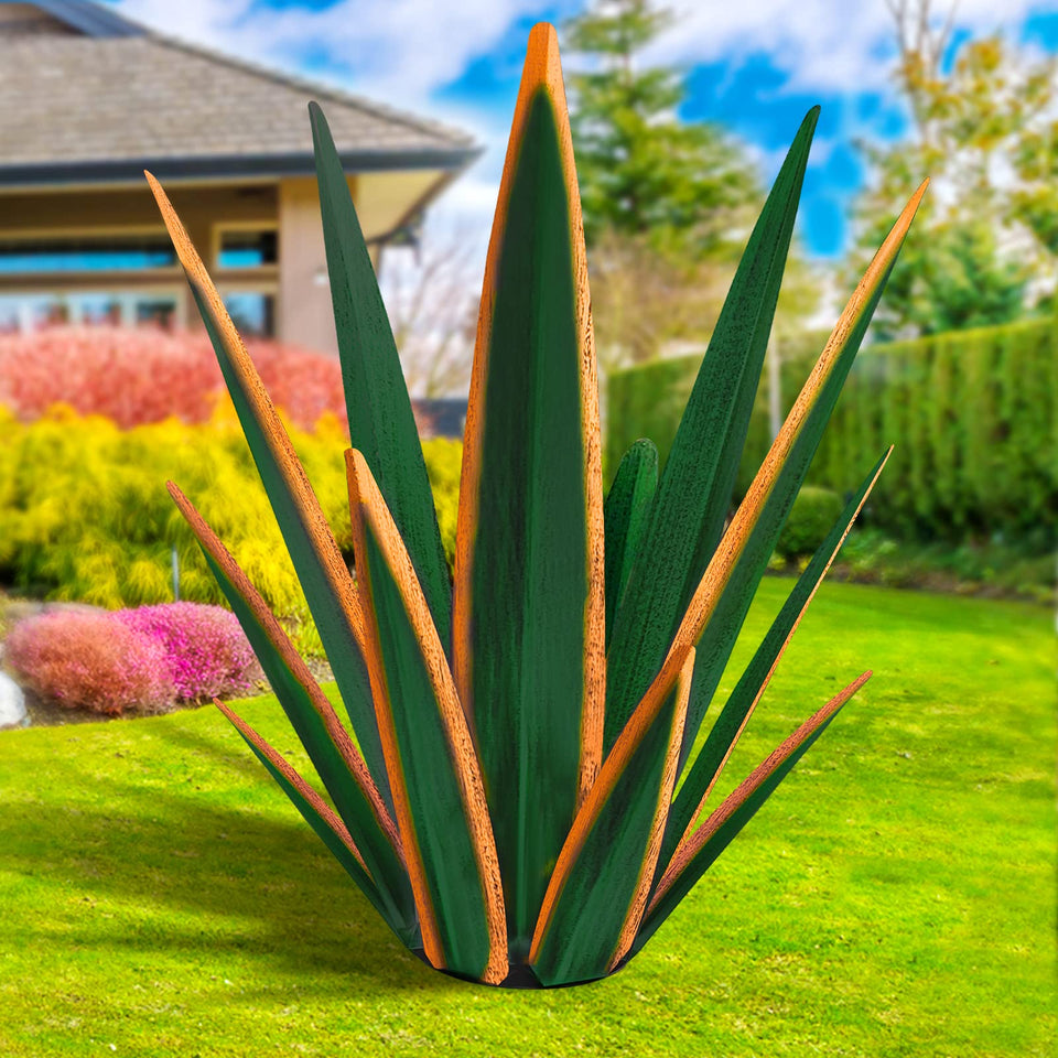 KODIBO tequila rustic sculpture with hand-painted agave detail for outdoor patio decor