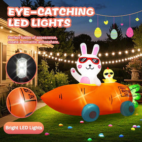 Kofero Easter inflatable with built-in LED lights lights up your yard at night.
