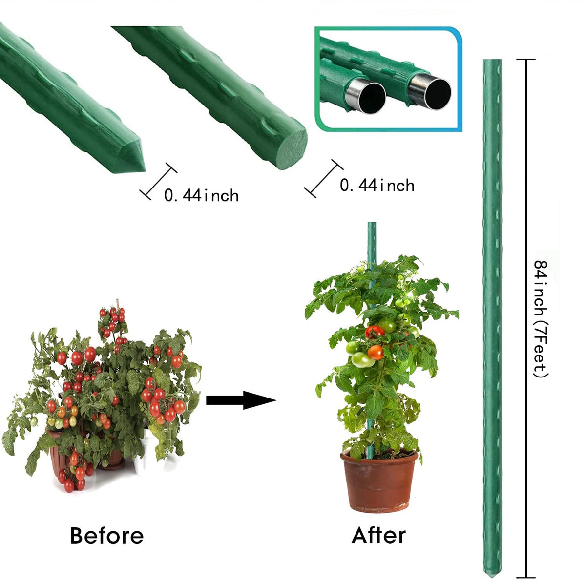 Kogrew steel-core plastic-coated stake offers durable, weatherproof garden support